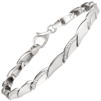 Armband 925 Silber/teilmattiert mit 80 Zirkonia weiß