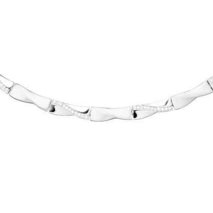 Collier 925 Silber/teilmattiert mit 154 Zirkonia weiß