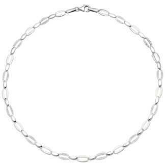 Collier Ovalform 925 Silber mit 168 Zirkonia weiß