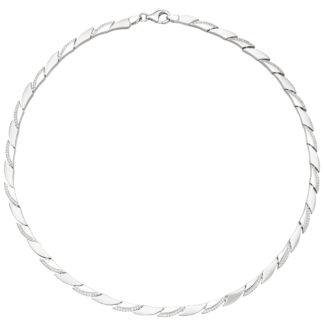 Collier 925 Silber/teilmattiert mit 210 Zirkonia weiß