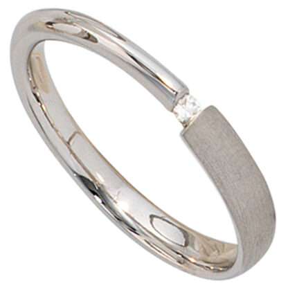 Ring 925 Silber/teilmattiert mit Diamant