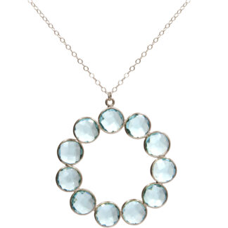 Collier 925 Silber mit 11 Aquamarinen