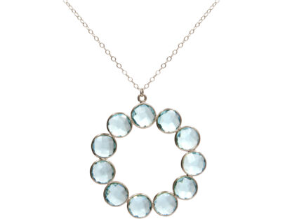 Collier 925 Silber mit 11 Aquamarinen