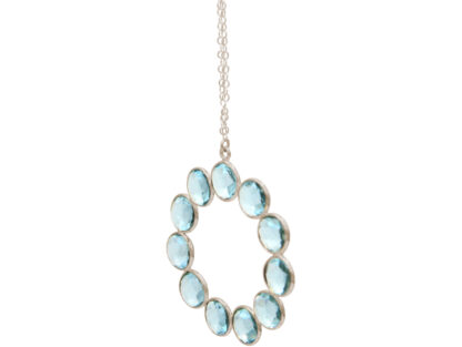 Collier 925 Silber mit 11 Aquamarinen