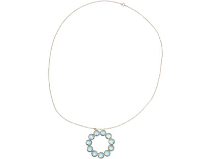 Collier 925 Silber mit 11 Aquamarinen