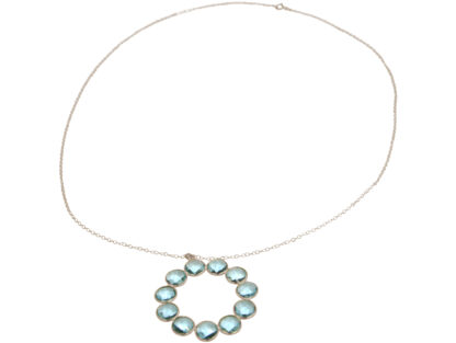 Collier 925 Silber mit 11 Aquamarinen