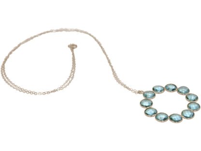 Collier 925 Silber mit 11 Aquamarinen