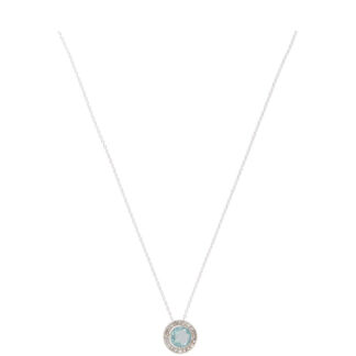 Collier 925 Silber mit Aquamarin und Schmucksteine weiß