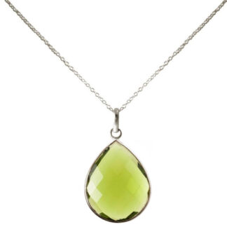 Collier 925 Silber mit Peridot Tropfen