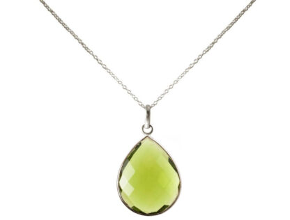 Collier 925 Silber mit Peridot Tropfen