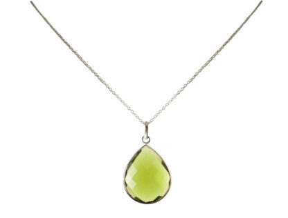 Collier 925 Silber mit Peridot Tropfen