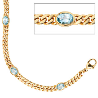 Armband 585 Gelbgold mit 4 Blautopasen