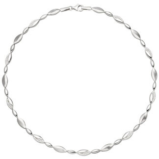 Collier 925 Silber mit 108 Zirkonia Marquise-Form