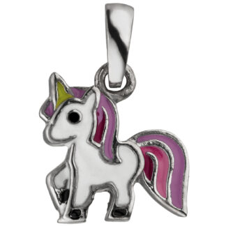 Kinder Anhänger "Einhorn" 925 Silber mit Lack bunt