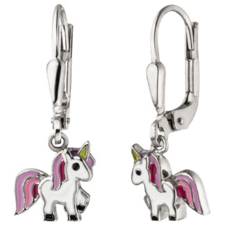 Kinder Boutons "Einhorn" 925 Silber mit Lack bunt