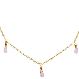 Collier vergoldet mit 6 Rosenquarz-Tropfen