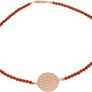 Collier 925 Silber/rosévergoldet mit Anhänger und Bernsteinen