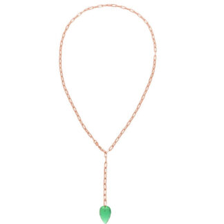 Y-Halskette 925 Silber/rosévergoldet mit Turmalin-Tropfen grün