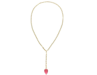 Y-Halskette 925 Silber/vergoldet mit Turmalin pink