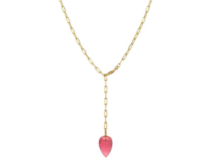 Y-Halskette 925 Silber/vergoldet mit Turmalin pink