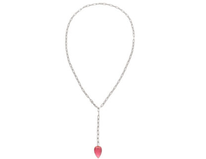Y-Halskette 925 Silber mit Turmalin pink
