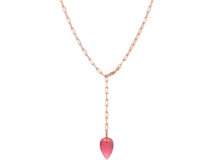 Y-Halskette 925 Silber/rosévergoldet mit Turmalin pink