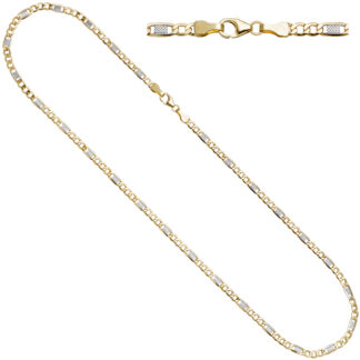 Steg-Panzer-Collier 333 Gelbgold Bicolor ca. 45 cm, ca. 3,7 mm