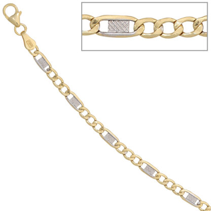 Steg-Panzer-Collier 333 Gelbgold Bicolor ca. 45 cm, ca. 3,7 mm