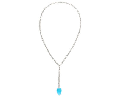 Y-Halskette 925 Silber mit Blautopas Swiss Blue