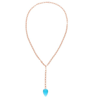 Y-Collier 925 Silber/rosévergoldet mit Blautopas Swiss Blue