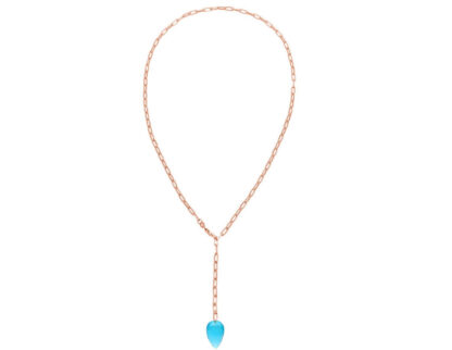 Y-Collier 925 Silber/rosévergoldet mit Blautopas Swiss Blue