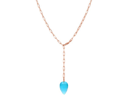 Y-Collier 925 Silber/rosévergoldet mit Blautopas Swiss Blue