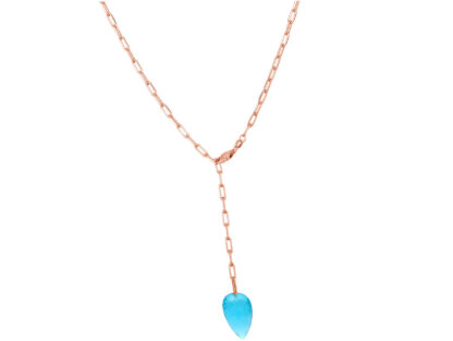 Y-Collier 925 Silber/rosévergoldet mit Blautopas Swiss Blue