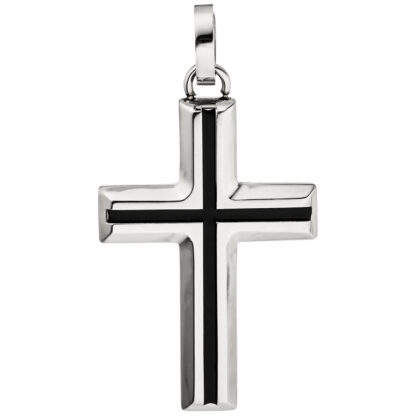 Anhänger "Kreuz" Edelstahl/teillackiert schwarz