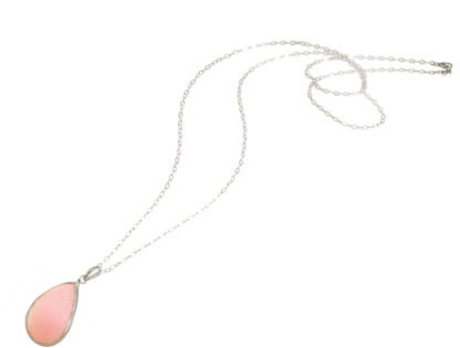 Collier 925 Silber mit Rosenquarz-Tropfen