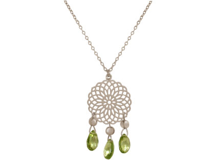 Collier "Mandala Sunshine" 925 Silber mit 3 Peridoten