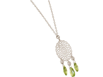 Collier "Mandala Sunshine" 925 Silber mit 3 Peridoten