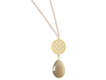 Collier “Mandala Mystic” 925 Silber/vergoldet mit Achat grau