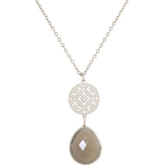 Collier “Mandala Mystic” 925 Silber mit Achat grau