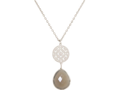 Collier “Mandala Mystic” 925 Silber mit Achat grau