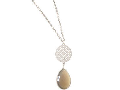 Collier “Mandala Mystic” 925 Silber mit Achat grau