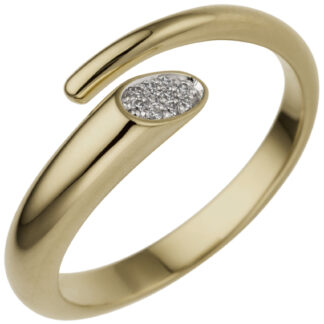 Ring offen 585 Gelbgold mit 10 Brillanten 0,035 ct.