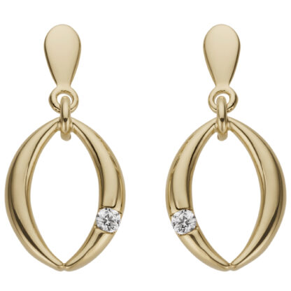 Ohrstecker oval 585 Gelbgold mit 2 Brillanten