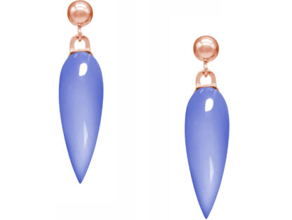 Ohrstecker 925 Silber/rosévergoldet mit 2 Chalcedonen blau