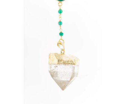 Halskette 925 Silber/vergoldet mit Smaragden und Bergkristall
