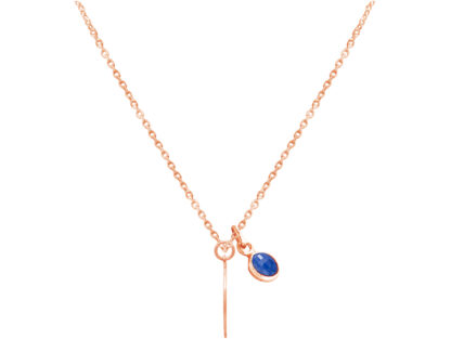 Collier "Midnight-Cat" und Blue Saphir 925 Silber/rosévergoldet