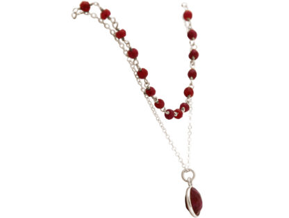 Collier-Duo 925 Silber mit Rubinen