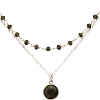 Collier-Duo 925 Silber mit Rauchquarzen