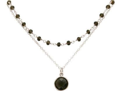 Collier-Duo 925 Silber mit Rauchquarzen