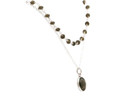 Collier-Duo 925 Silber mit Rauchquarzen